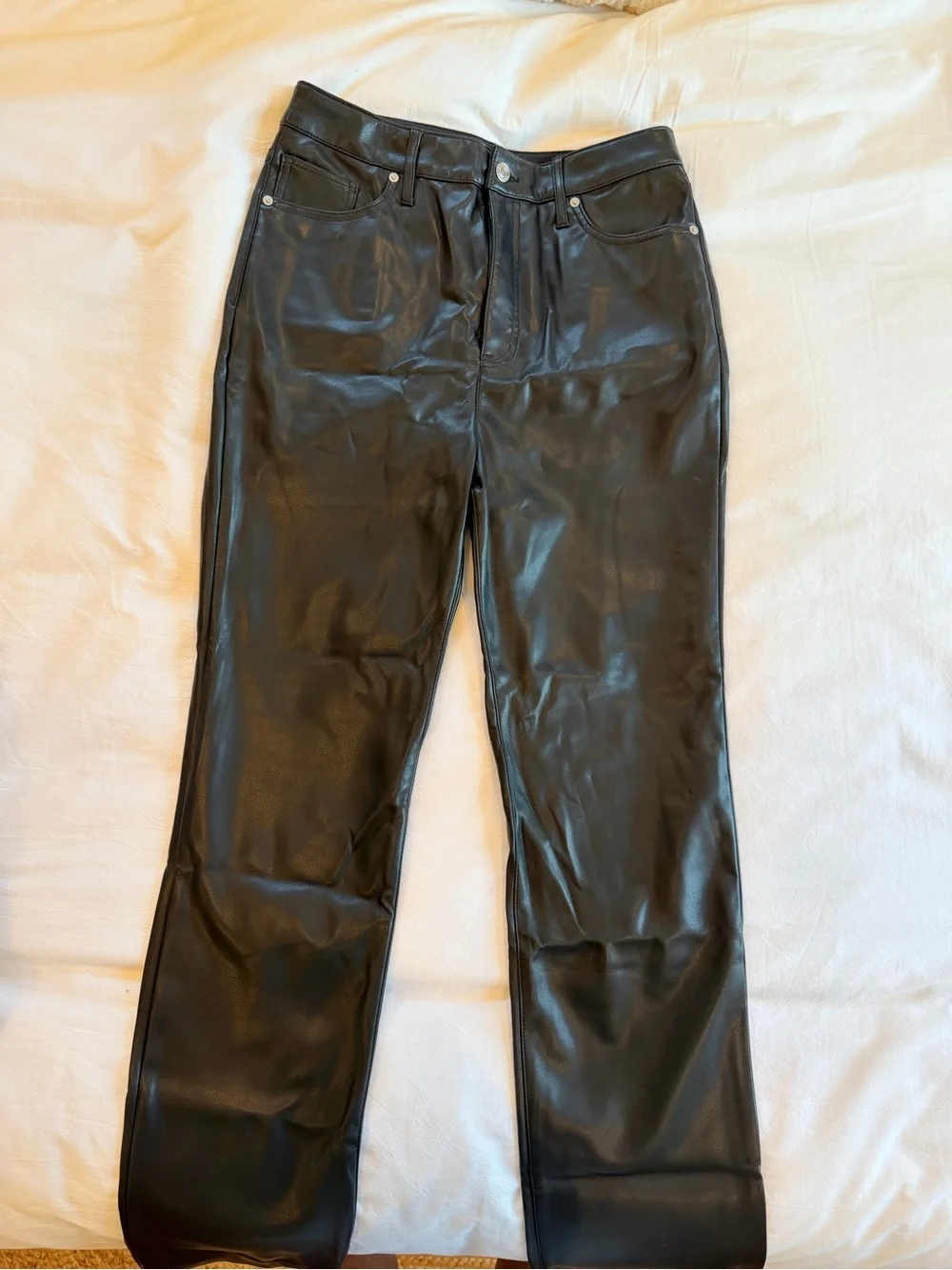 Express Black Faux Leather Straight-Leg Pants